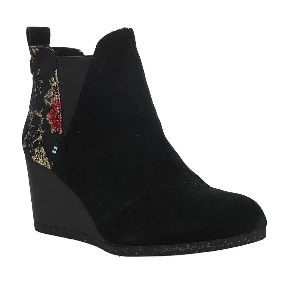 Kelsey Floral Wedge Round Toe Boots