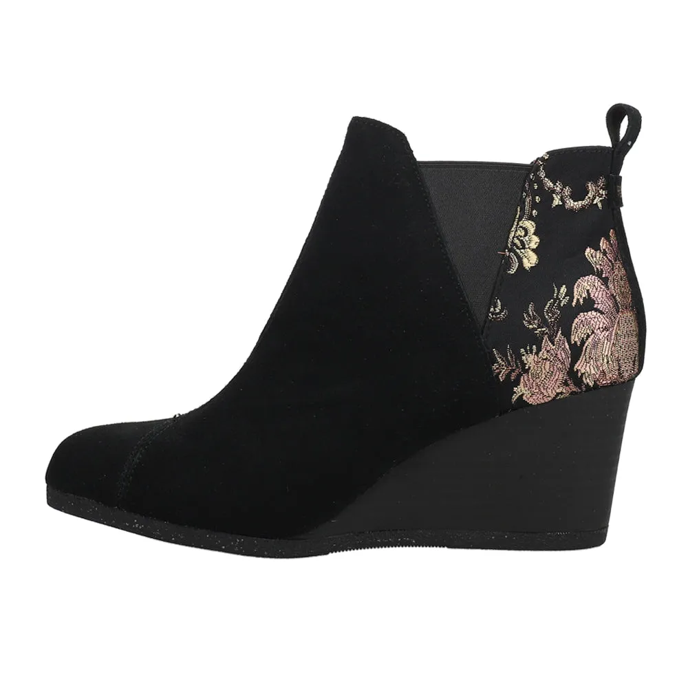 Kelsey Floral Wedge Round Toe Boots