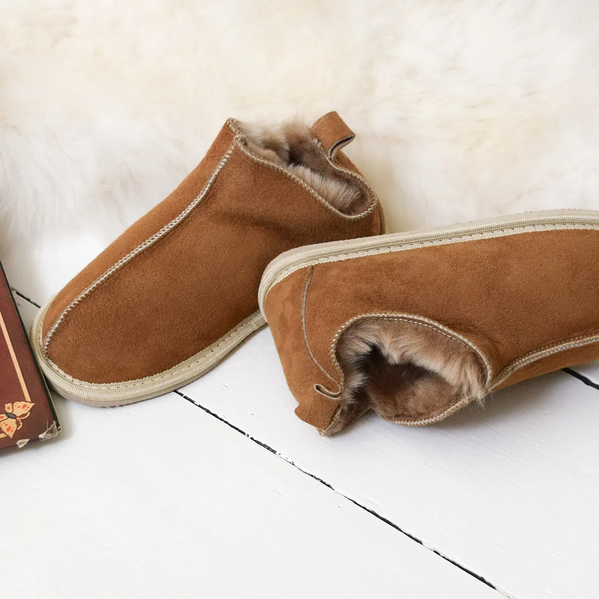 Kids Alpin Sheepskin Slippers - Chestnut