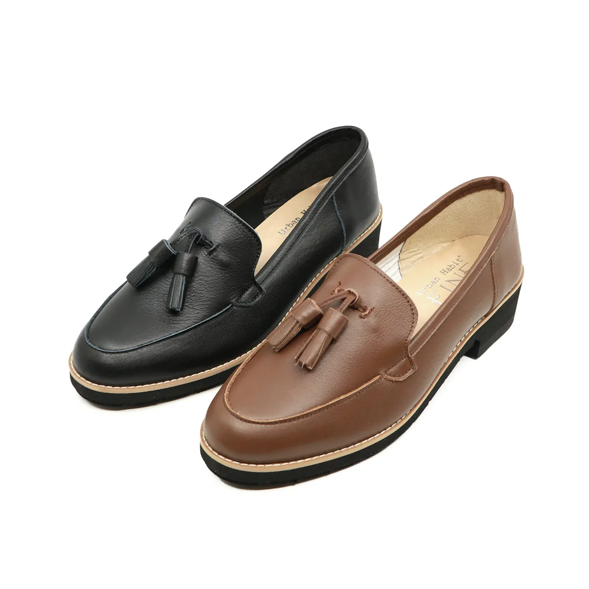 Kinu Black  Extra Soft Tassle Loafers