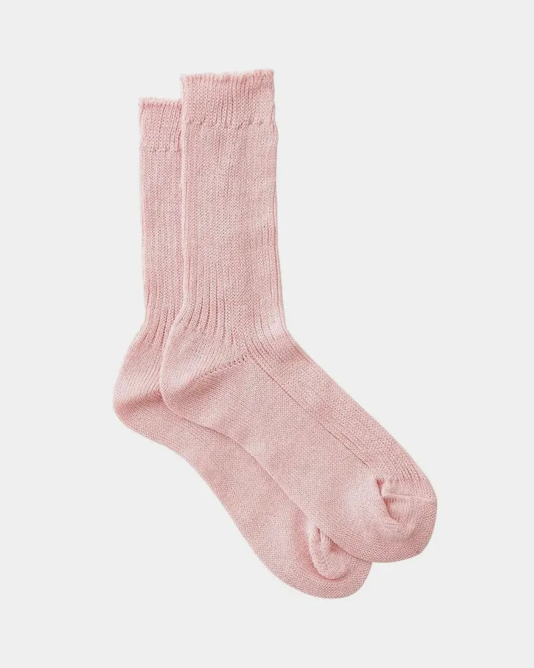 Linen Rib Crew Sock: Blossom