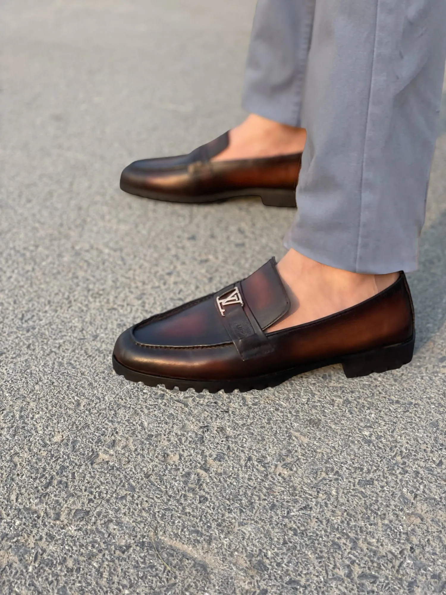 LS Pure Leather Oxblood Chunky Loafers LS-859