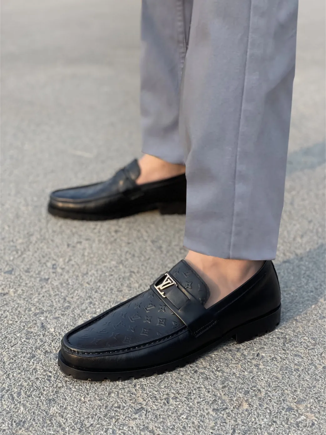 LS Pure Leather Textured Chunky Loafers LS-860