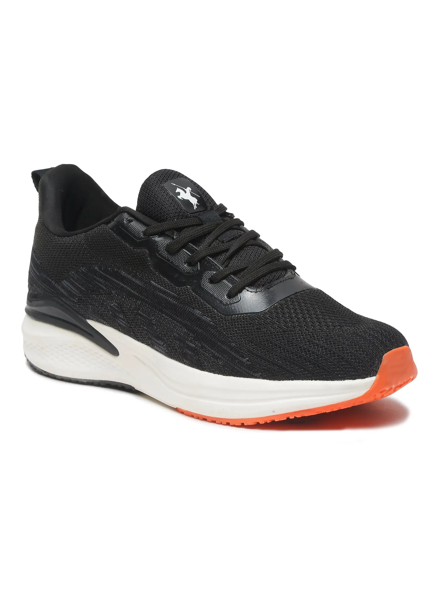 Men Solid Black Lace-Up Gym & Running Shoes