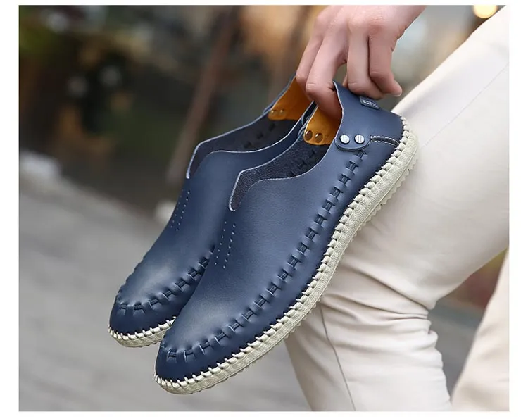 Men's Casual Handmade Leather Loafer Shoes Breathable Hole Slip On Driver Moccasins Hollow