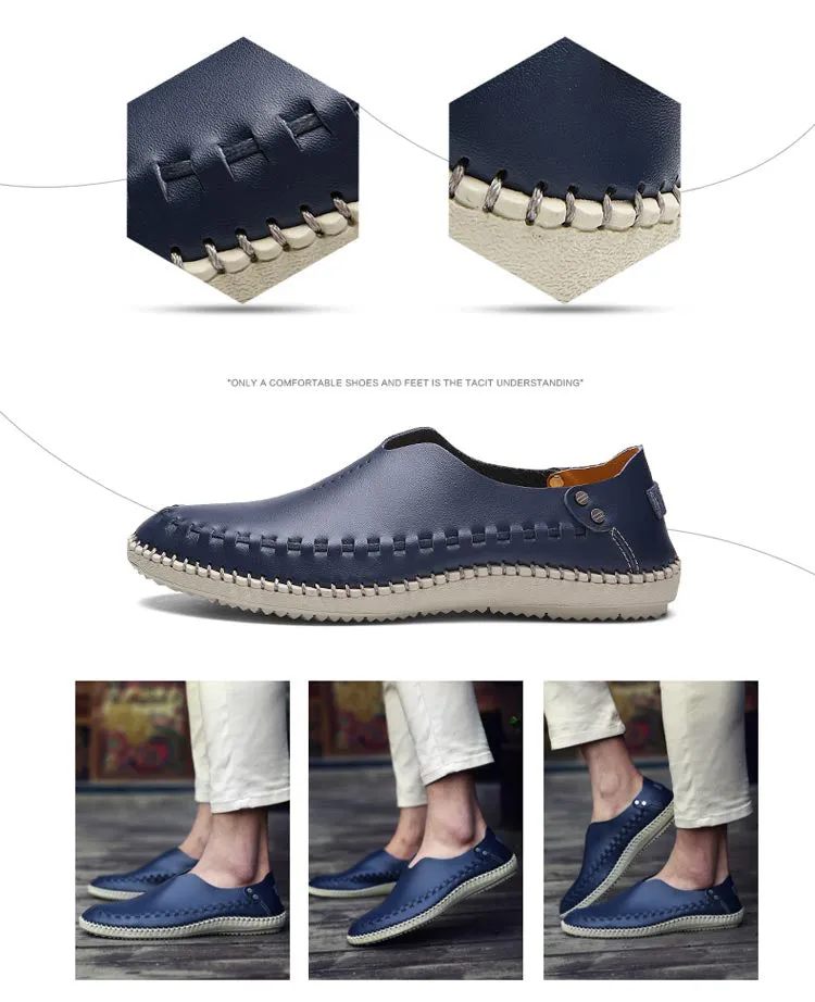 Men's Casual Handmade Leather Loafer Shoes Breathable Hole Slip On Driver Moccasins Hollow