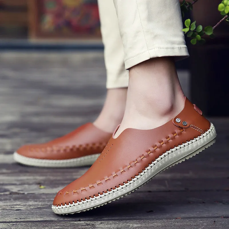 Men's Casual Handmade Leather Loafer Shoes Breathable Hole Slip On Driver Moccasins Hollow