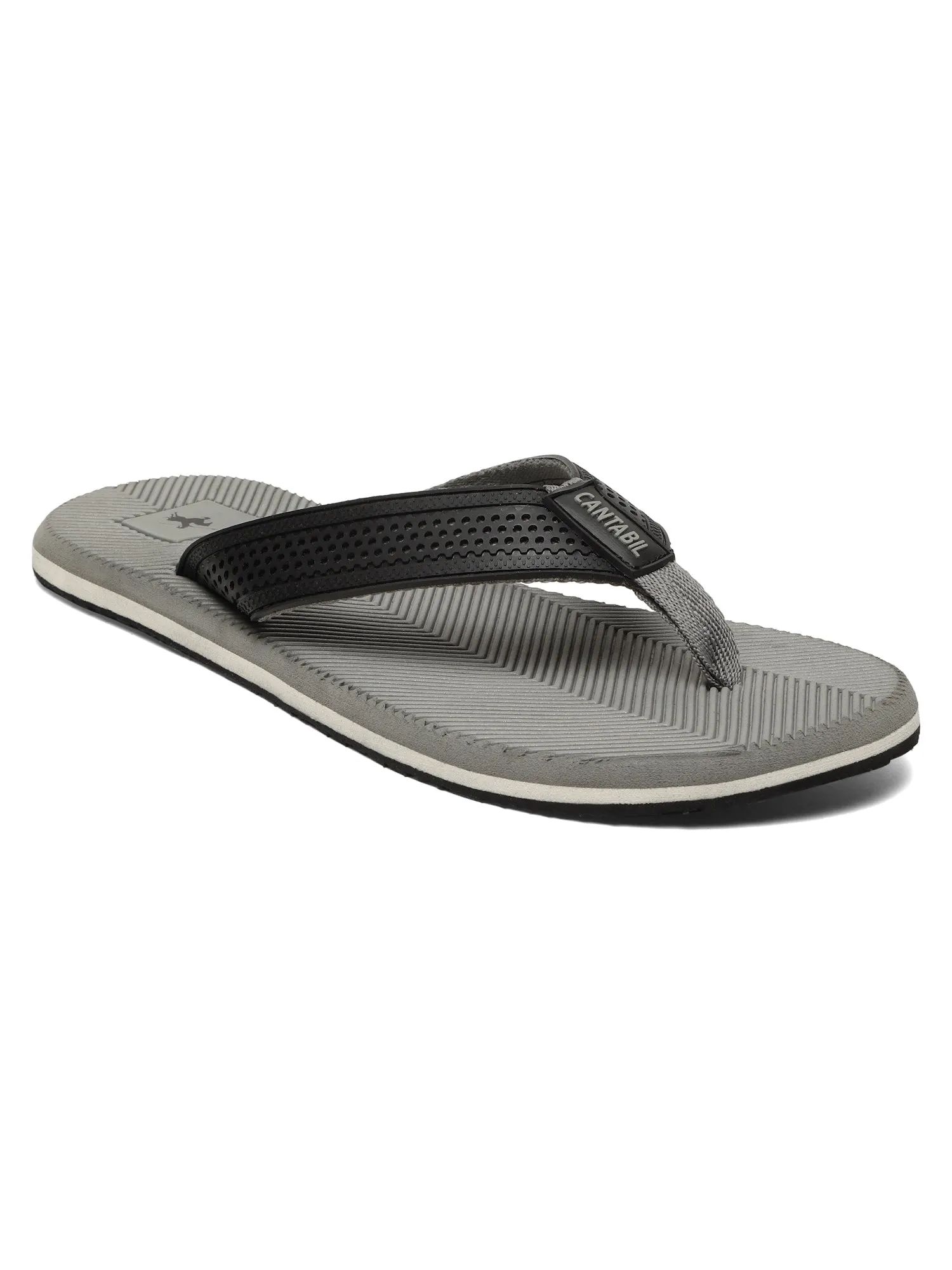 Men's Grey Solid Casual Flip-Flops Slippers