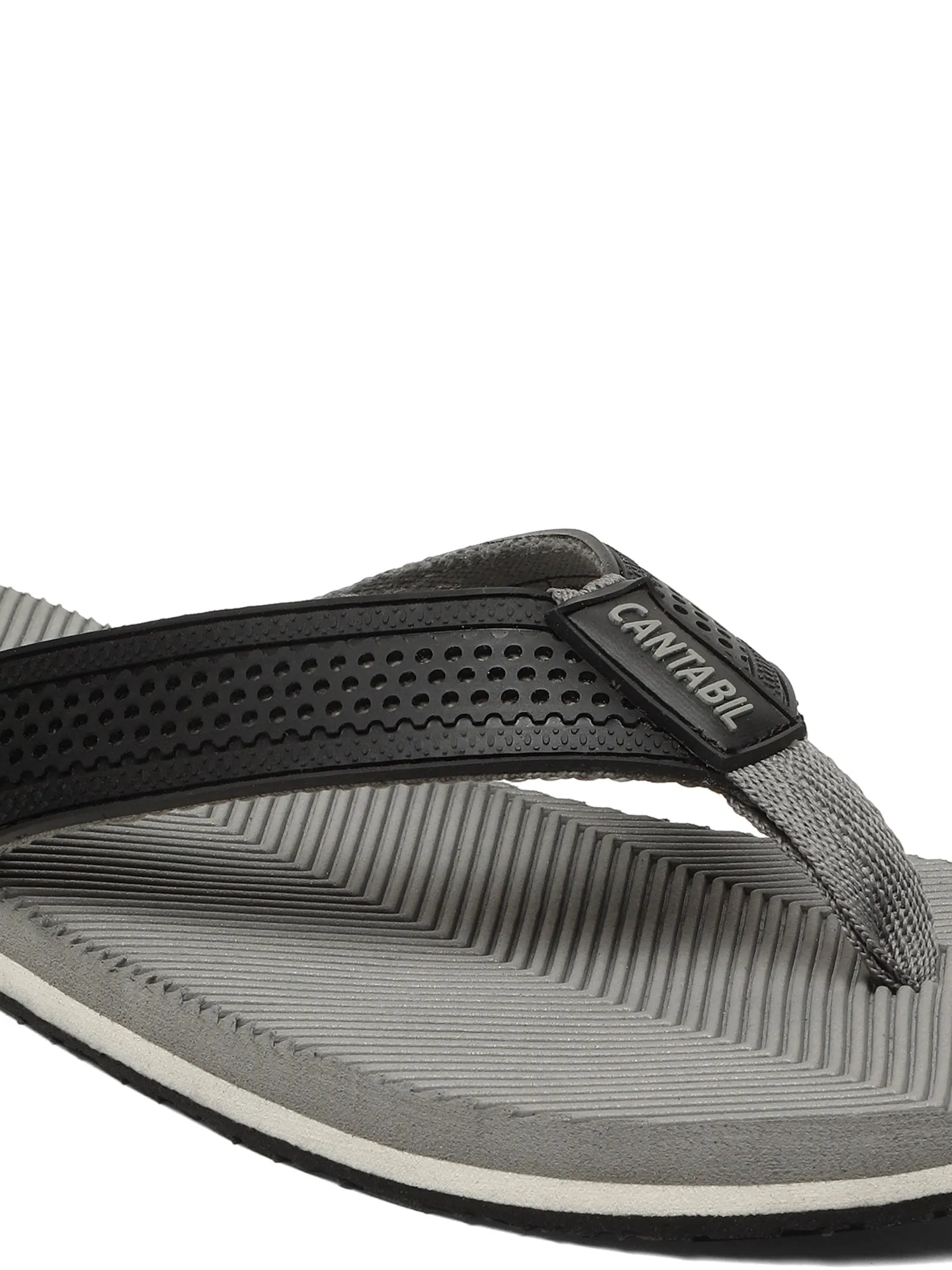 Men's Grey Solid Casual Flip-Flops Slippers