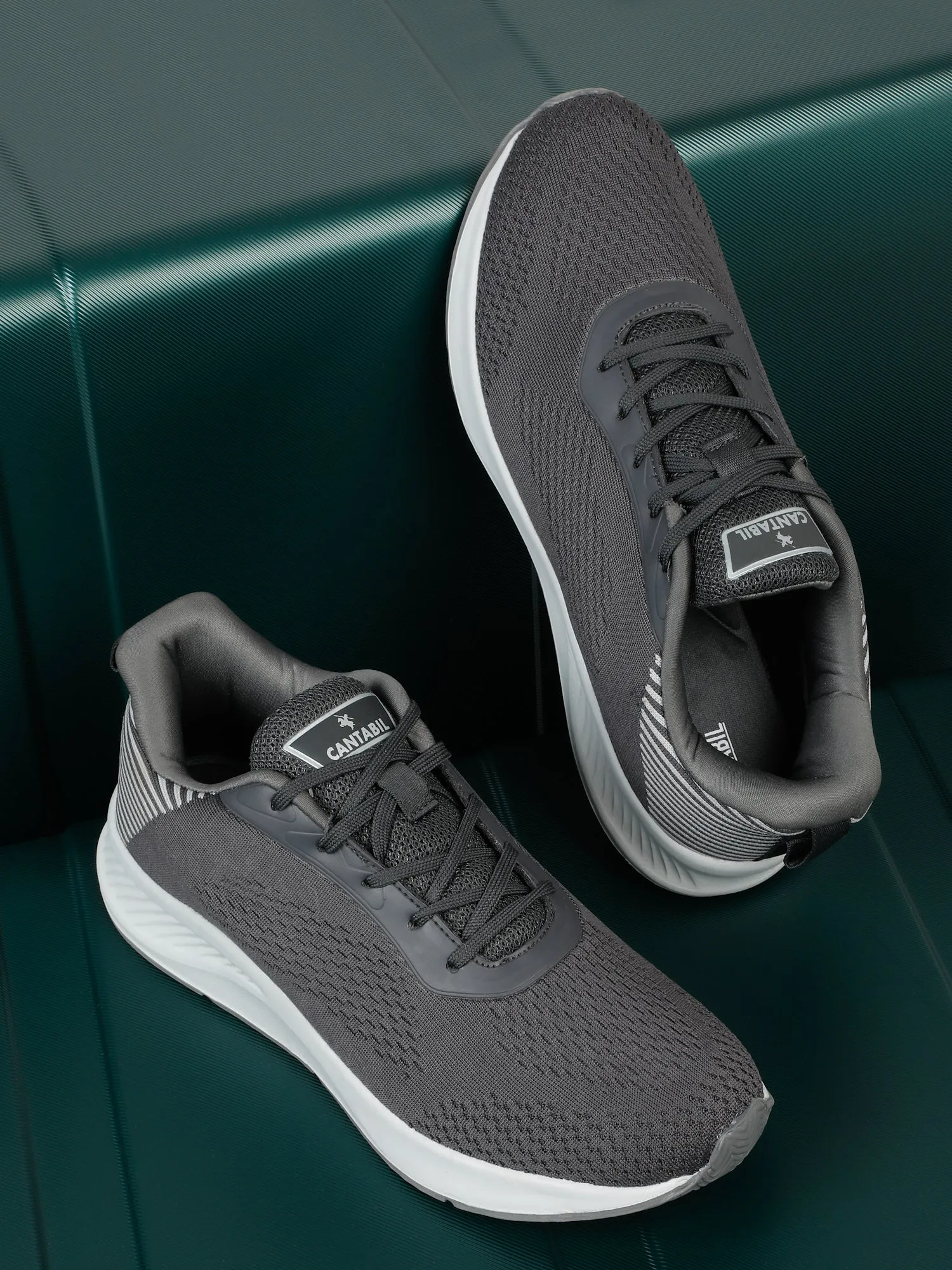 Men's Grey Solid Lace-Up Running Shoes