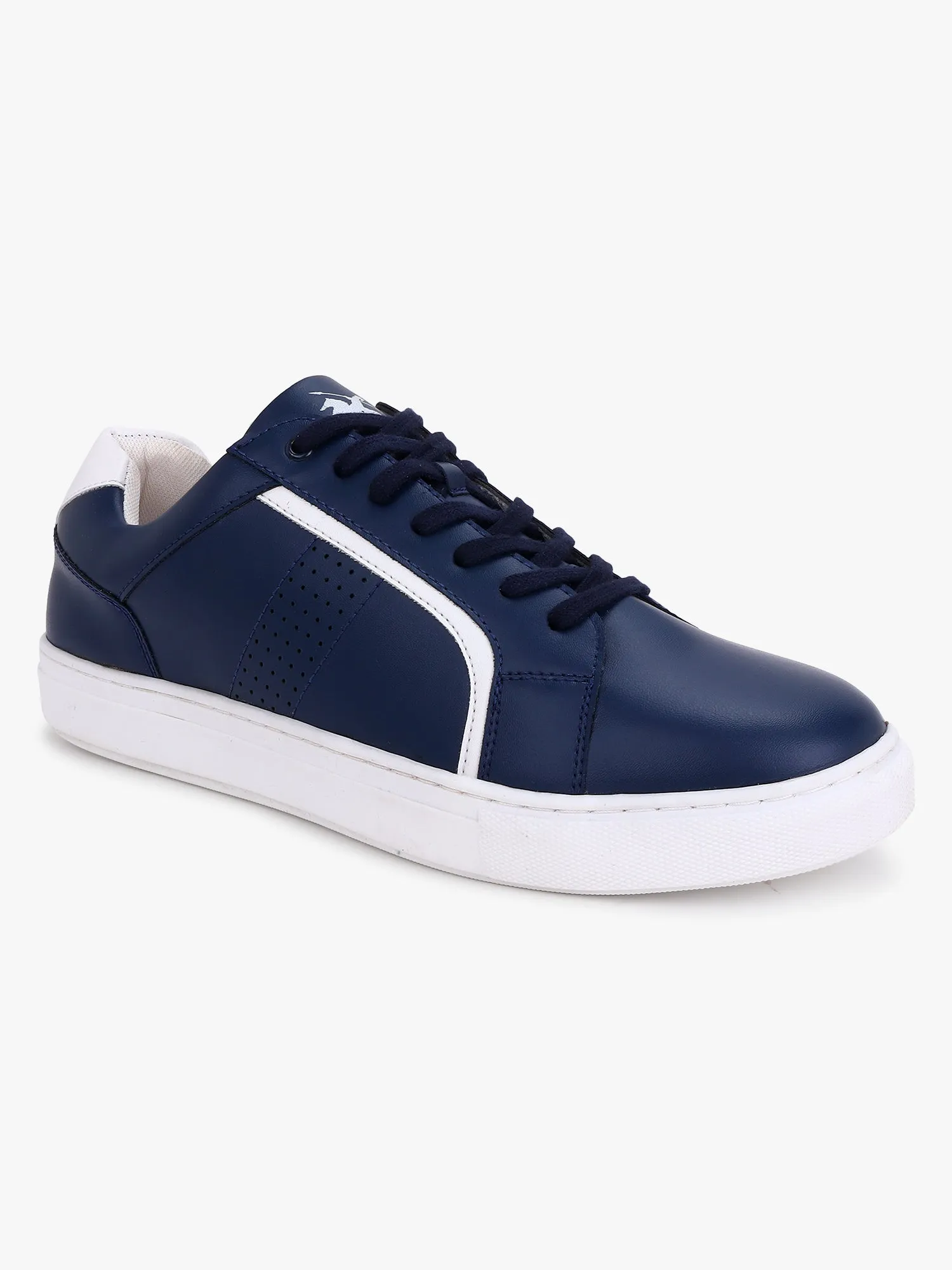 Men's Navy Blue Solid Lace-Up Casual Sneakers