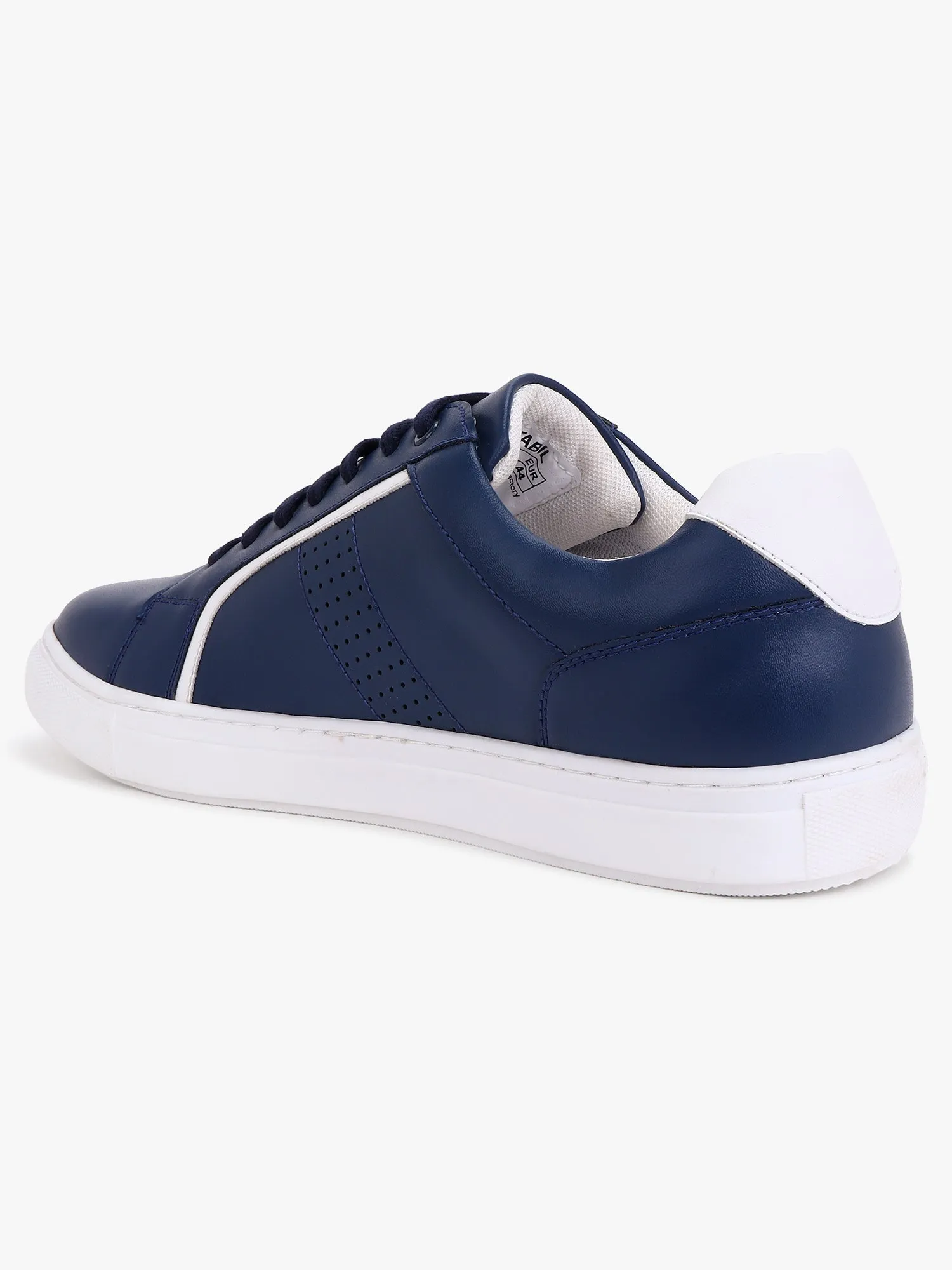 Men's Navy Blue Solid Lace-Up Casual Sneakers