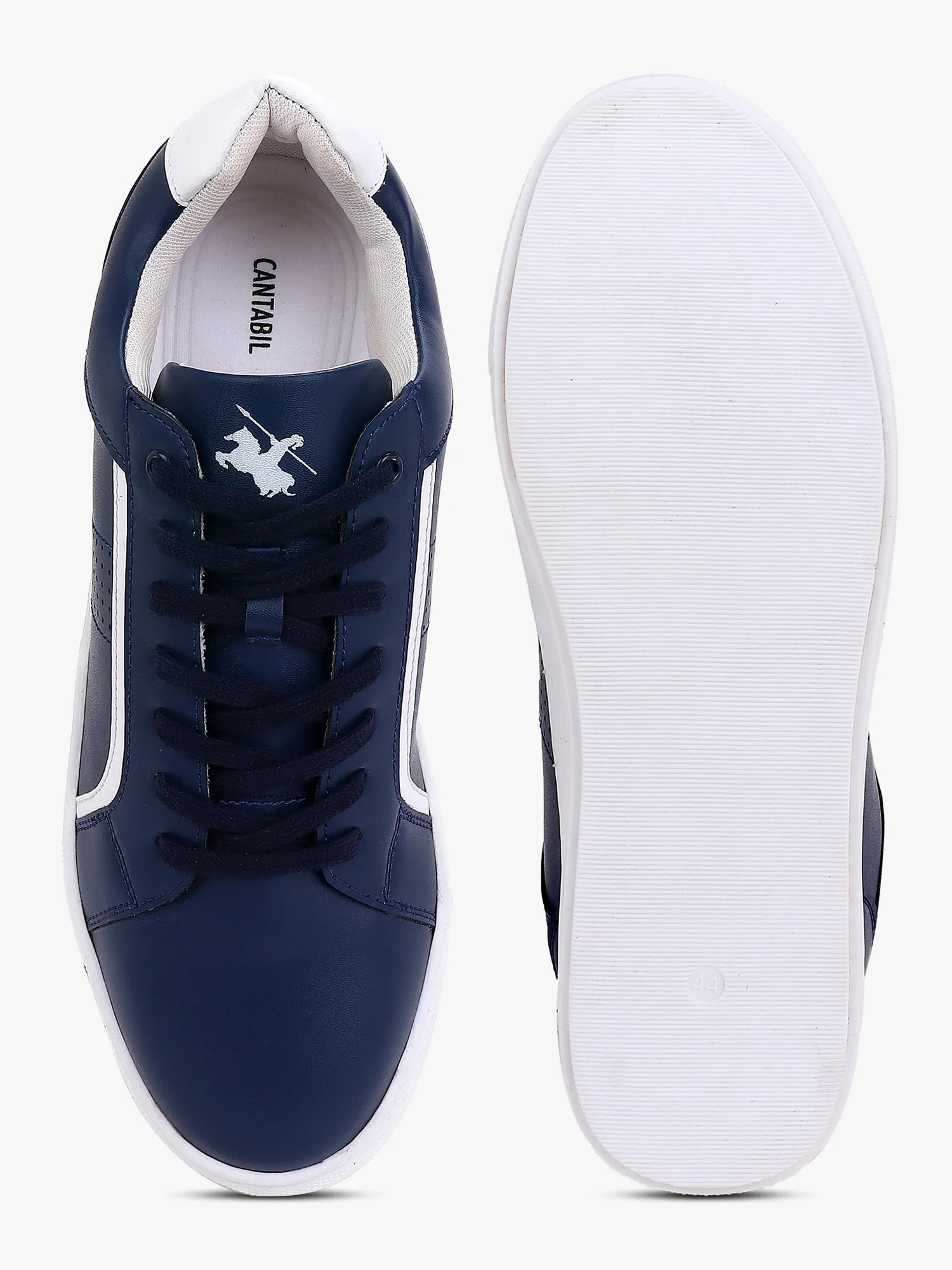 Men's Navy Blue Solid Lace-Up Casual Sneakers