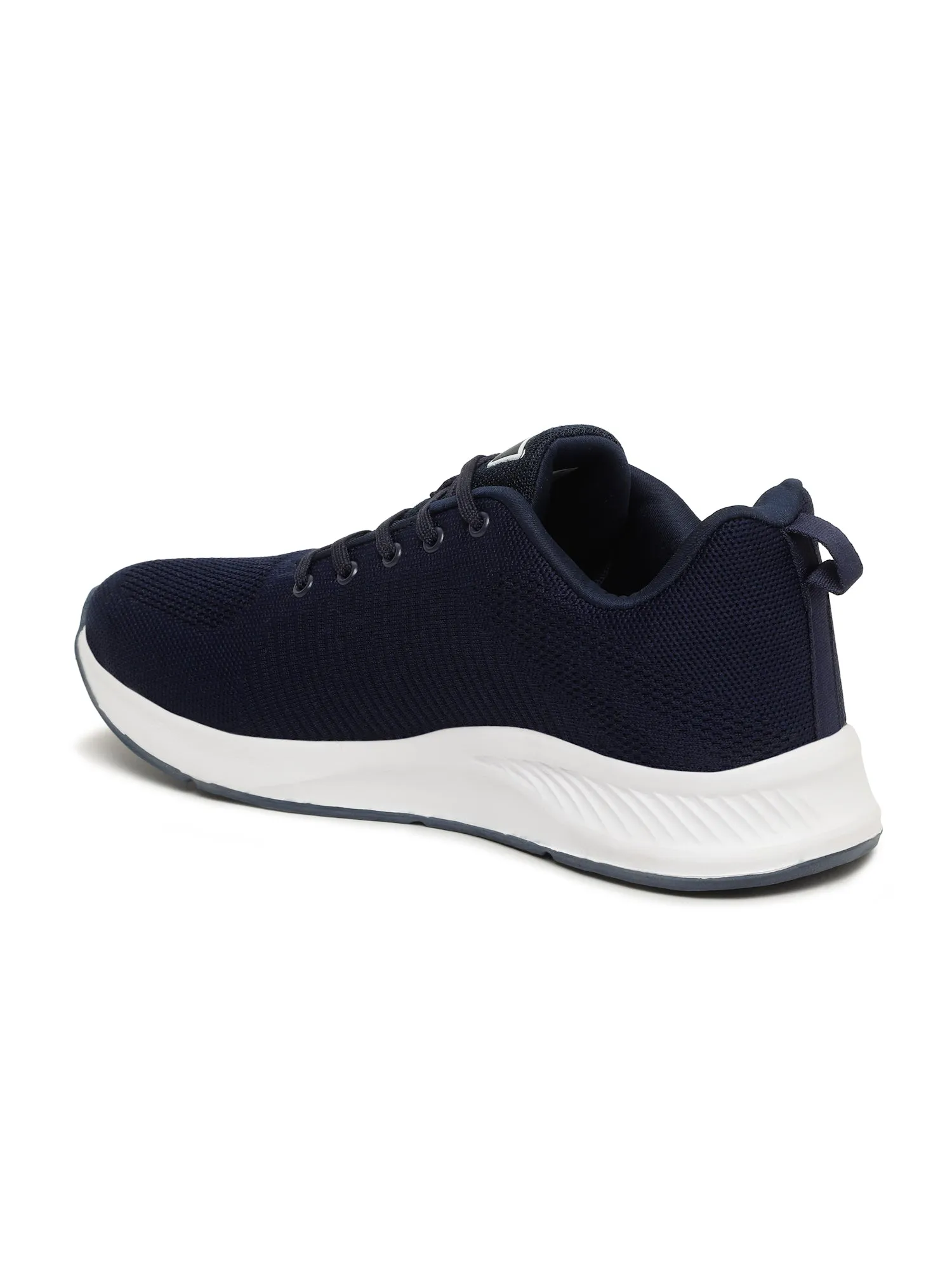 Men's Navy Blue Solid Lace-Up Running Shoes