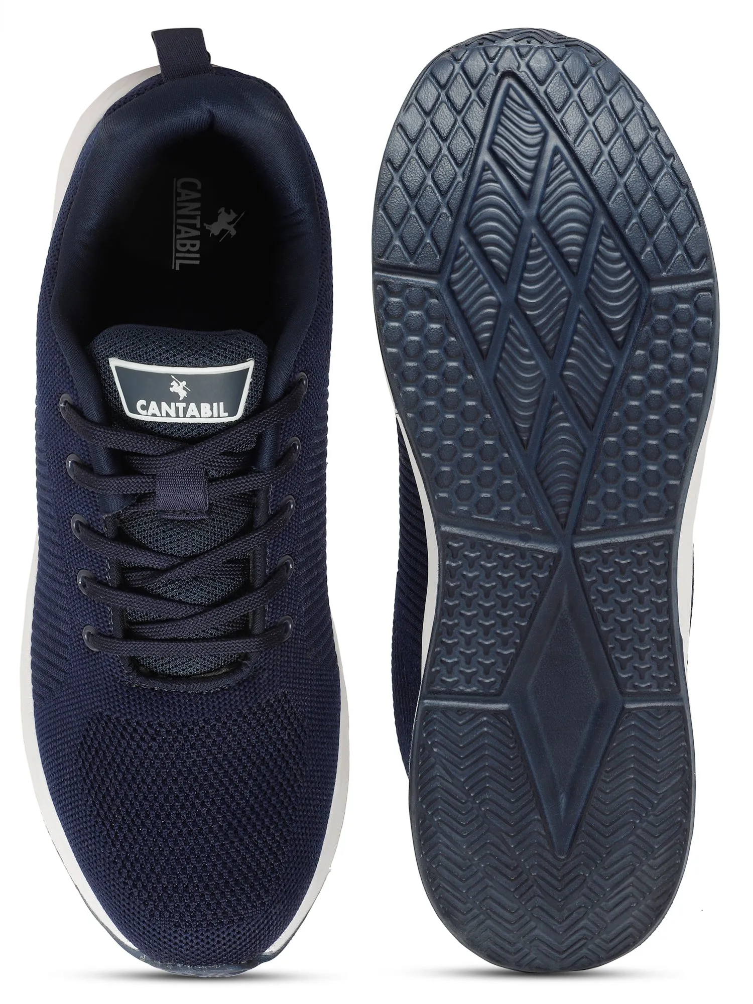 Men's Navy Blue Solid Lace-Up Running Shoes