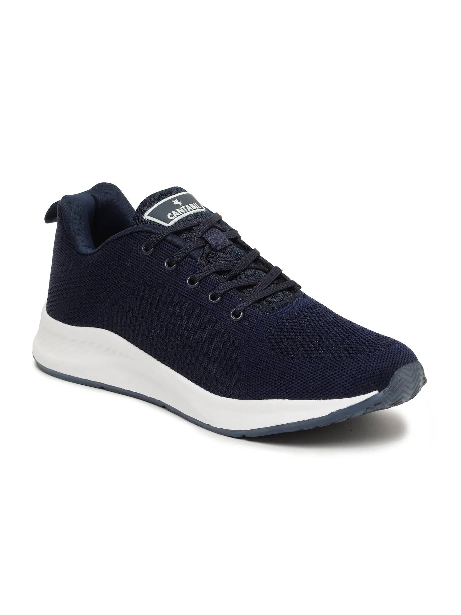 Men's Navy Blue Solid Lace-Up Running Shoes