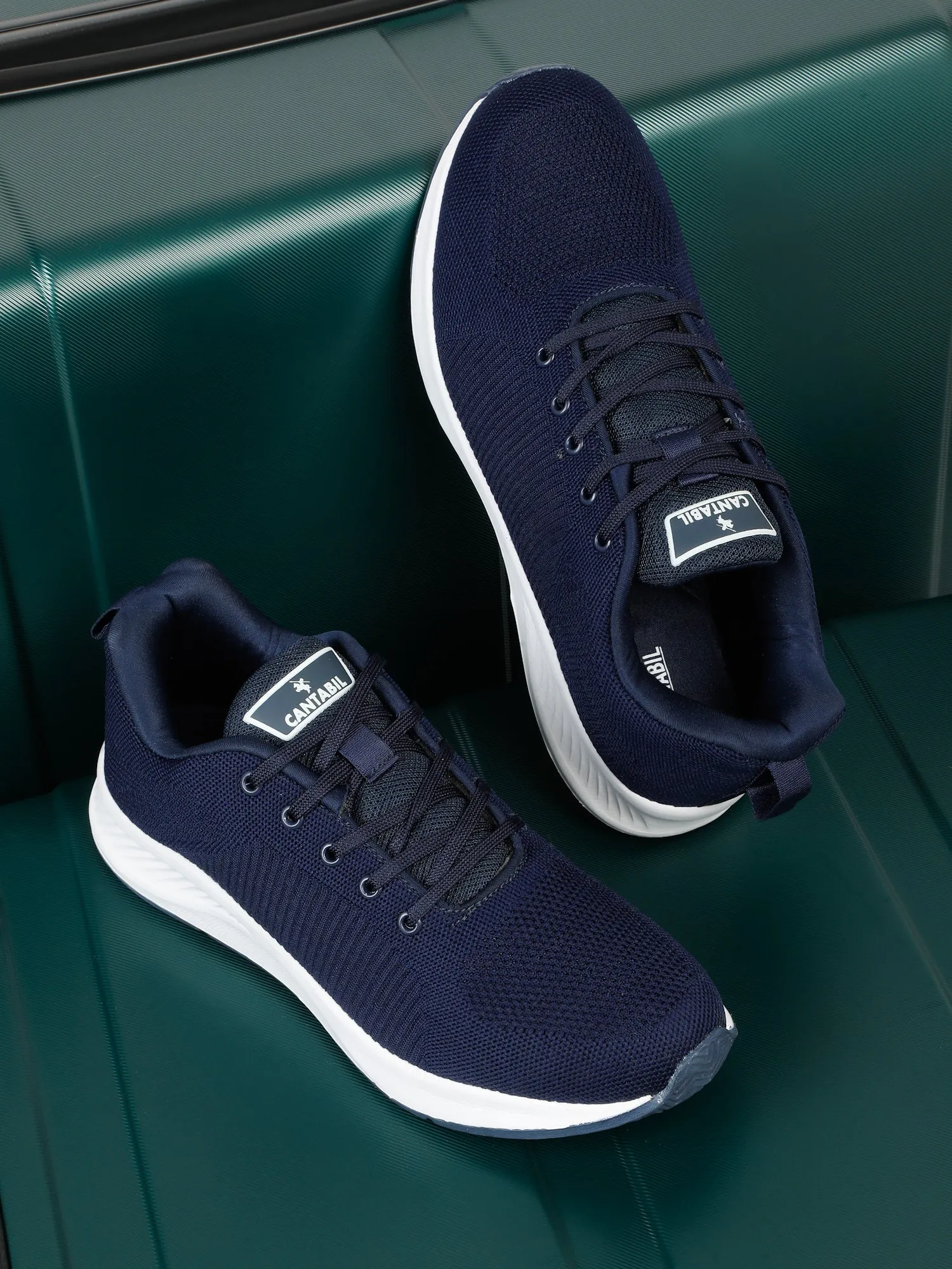 Men's Navy Blue Solid Lace-Up Running Shoes