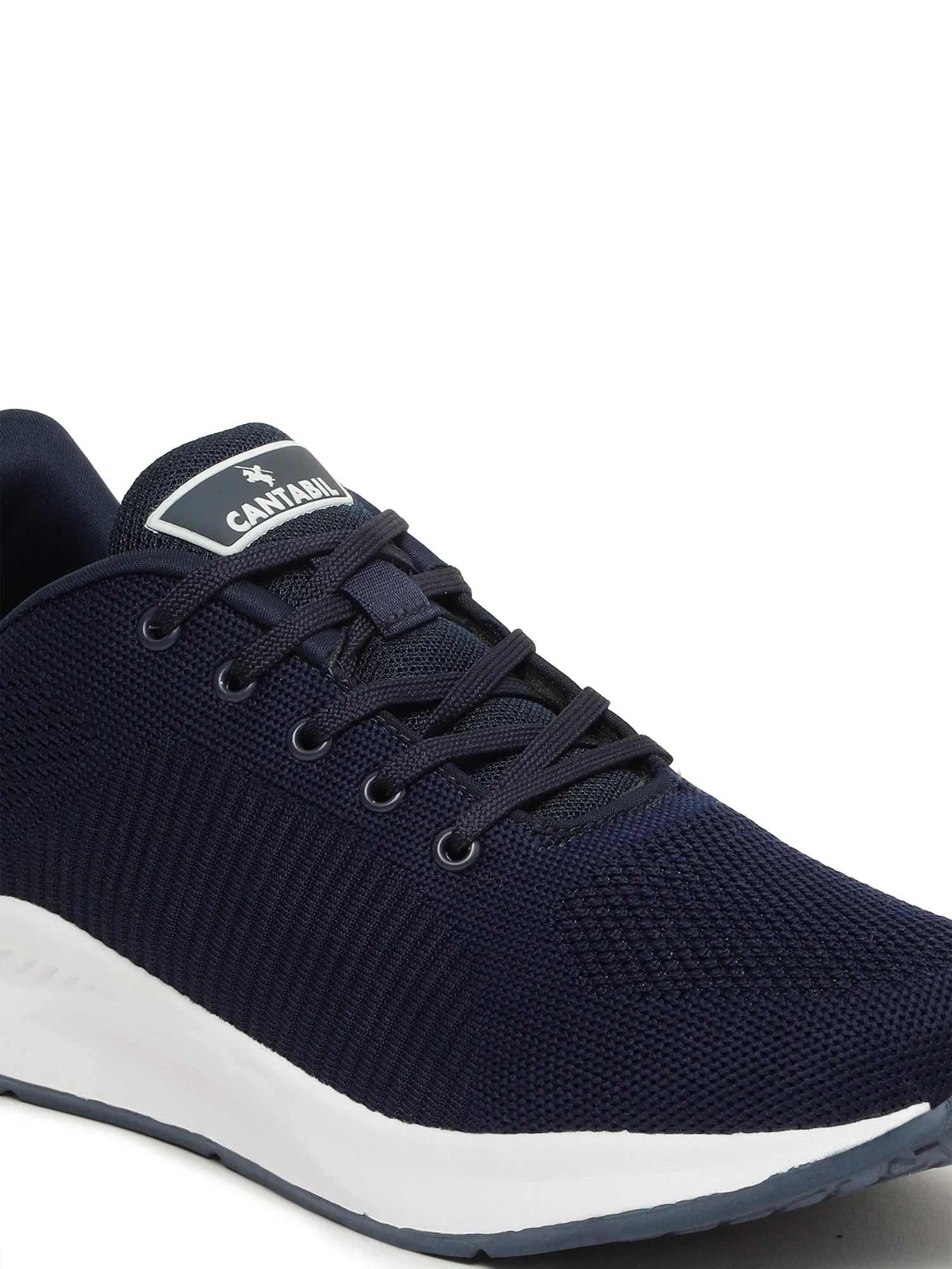 Men's Navy Blue Solid Lace-Up Running Shoes