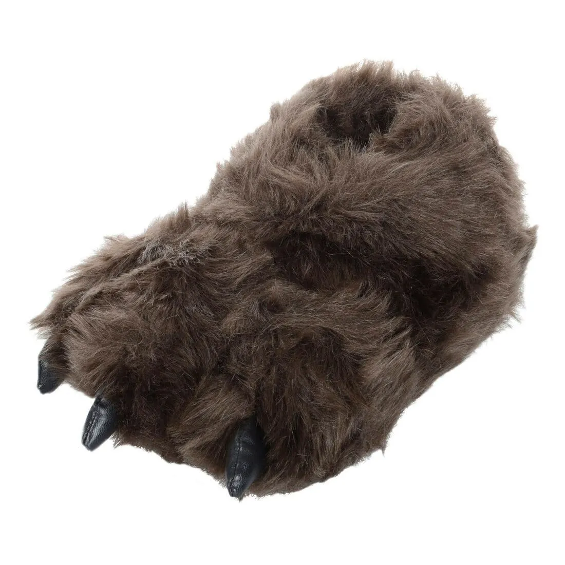 Mens Novelty Fluffy Brown Bear Feet Slippers & Non Slip Sole