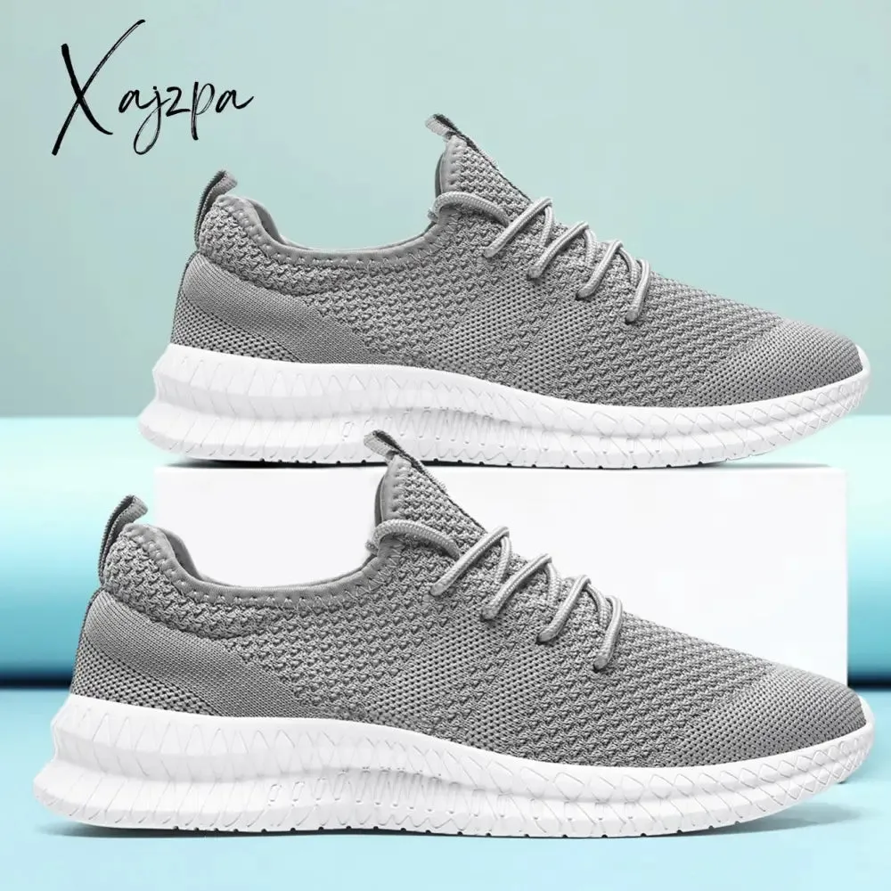 Men's Trendy Breathable Lace Up Knit Sneakers - 6056