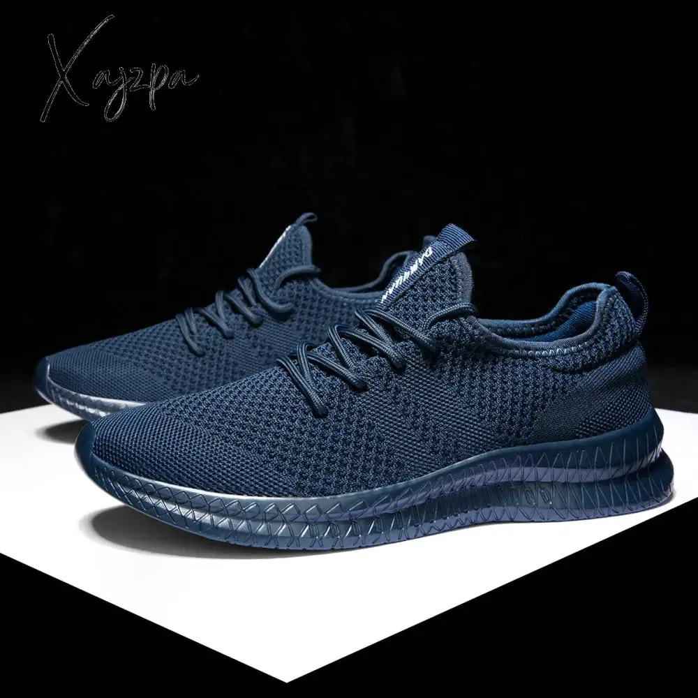 Men's Trendy Breathable Lace Up Knit Sneakers - 6056