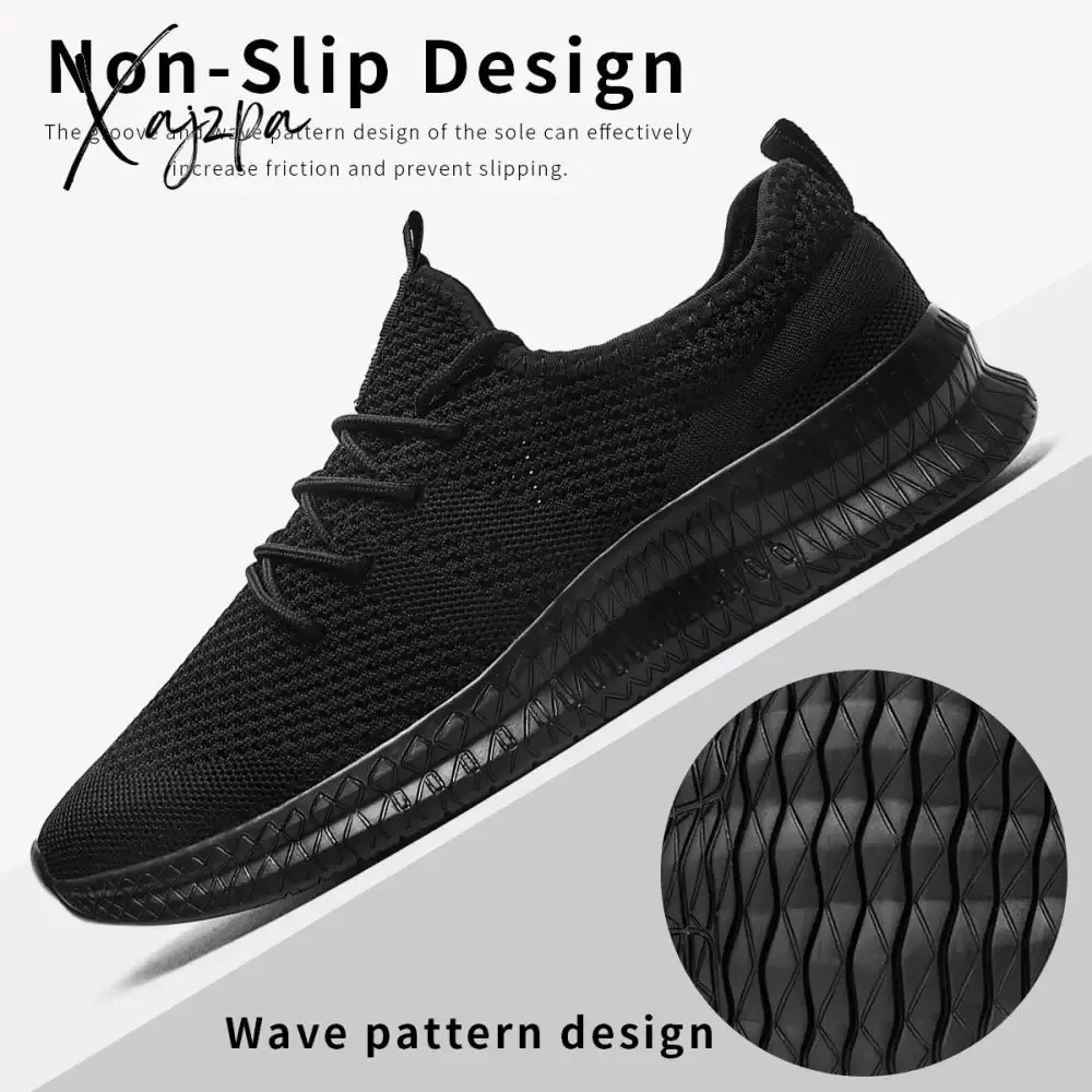 Men's Trendy Breathable Lace Up Knit Sneakers - 6056