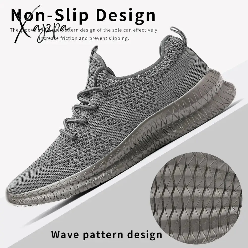 Men's Trendy Breathable Lace Up Knit Sneakers - 6056