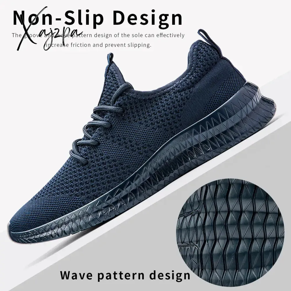 Men's Trendy Breathable Lace Up Knit Sneakers - 6056