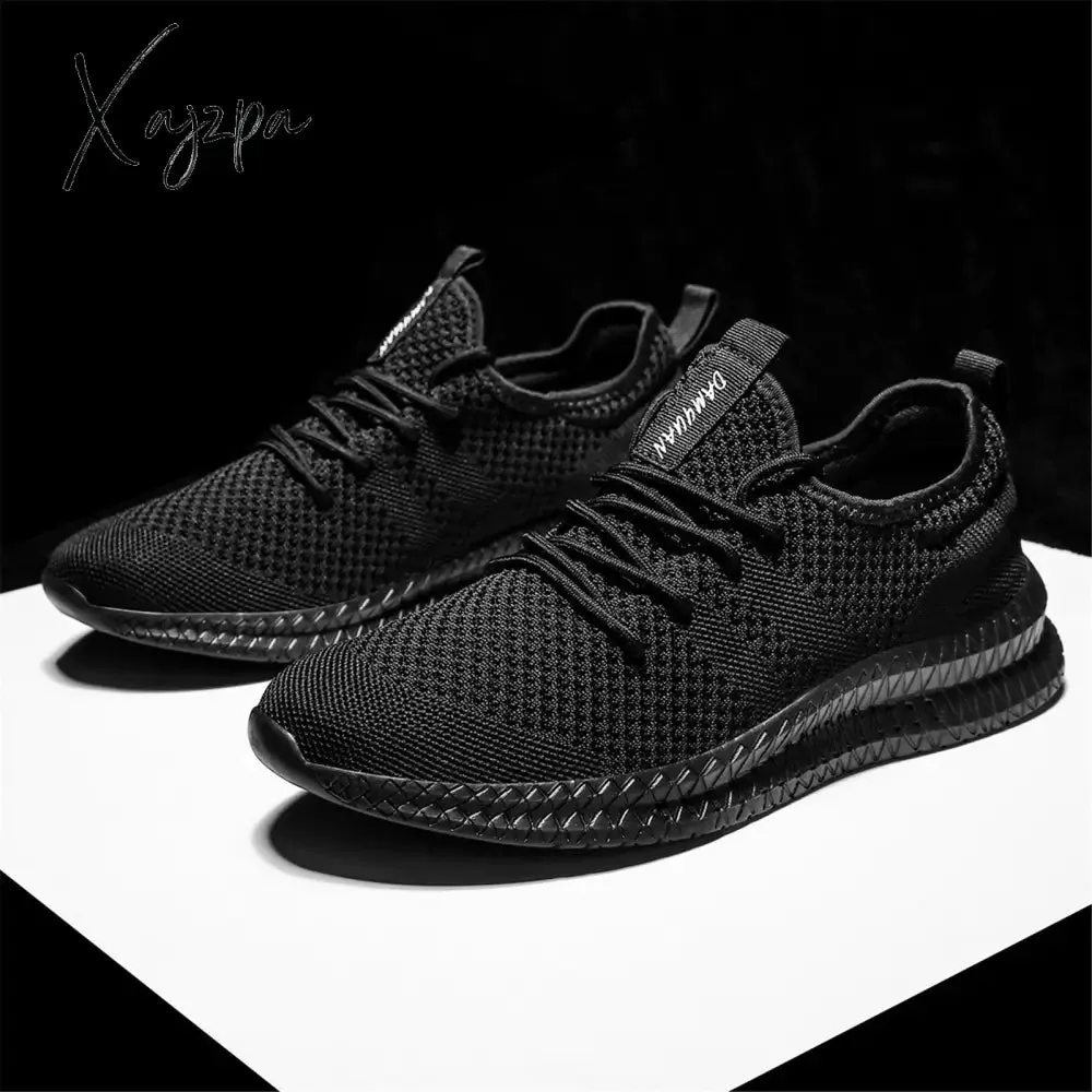 Men's Trendy Breathable Lace Up Knit Sneakers - 6056