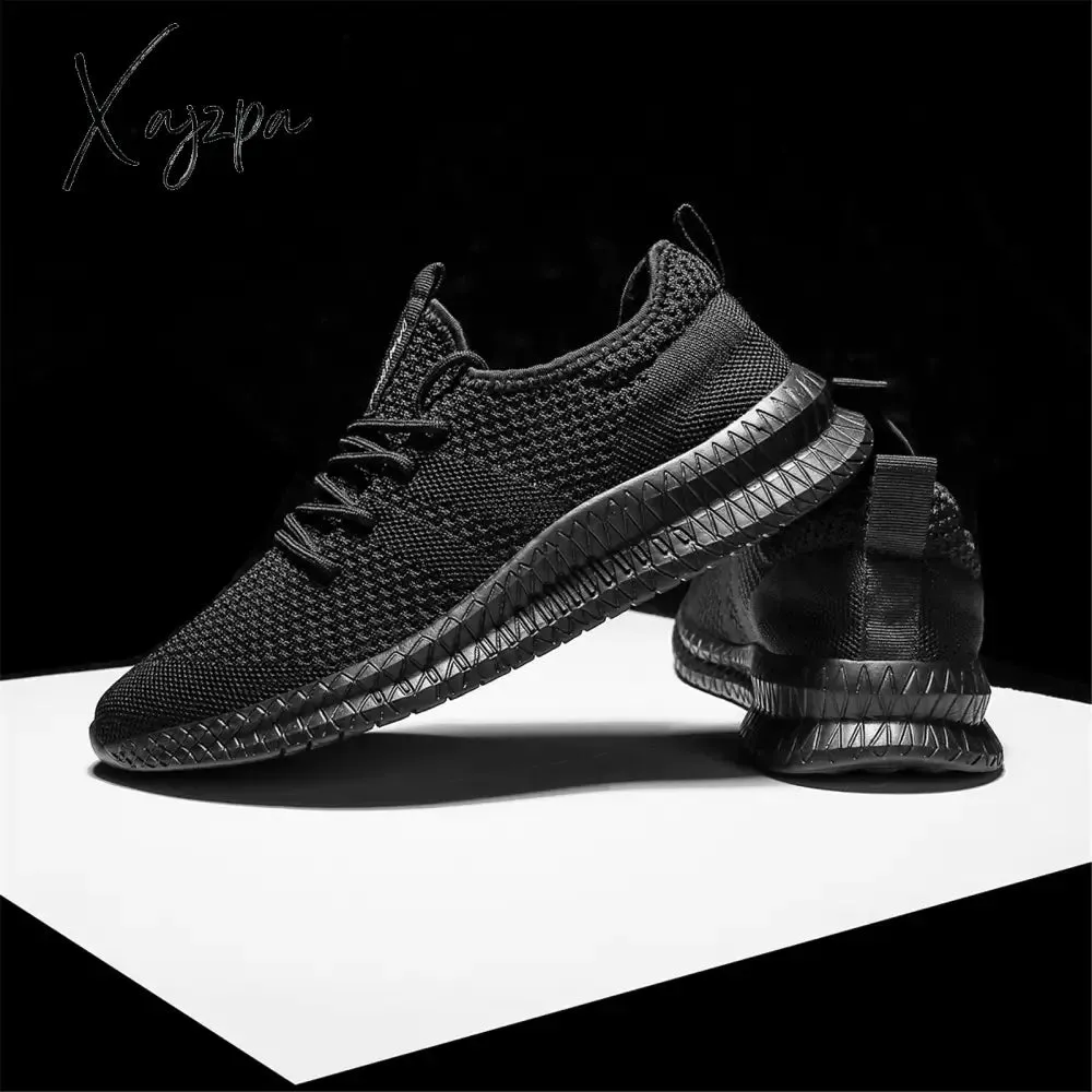 Men's Trendy Breathable Lace Up Knit Sneakers - 6056