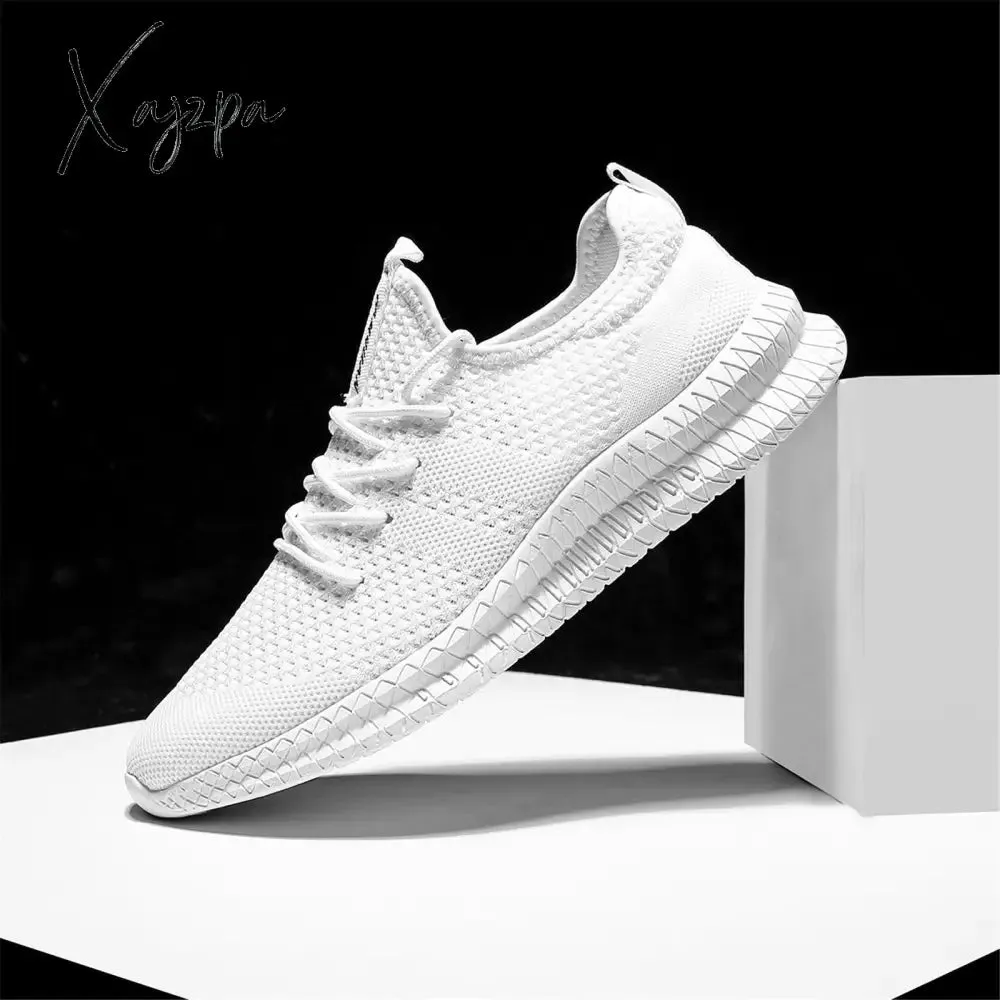 Men's Trendy Breathable Lace Up Knit Sneakers - 6056