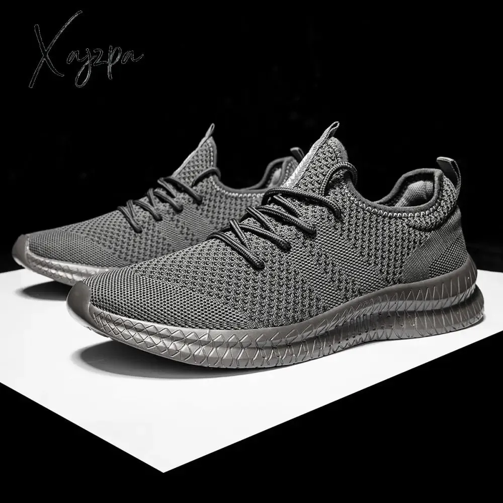 Men's Trendy Breathable Lace Up Knit Sneakers - 6056