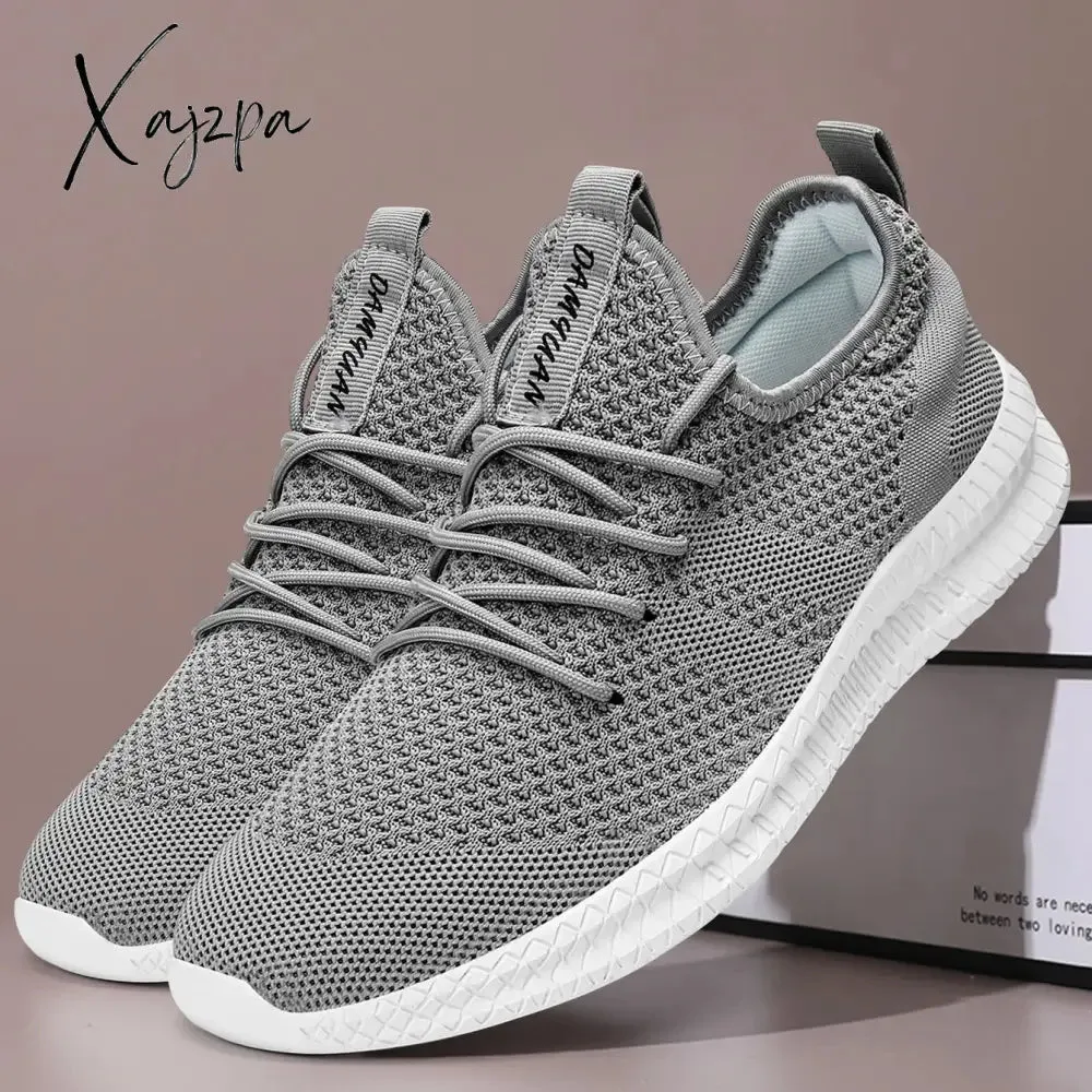 Men's Trendy Breathable Lace Up Knit Sneakers - 6056