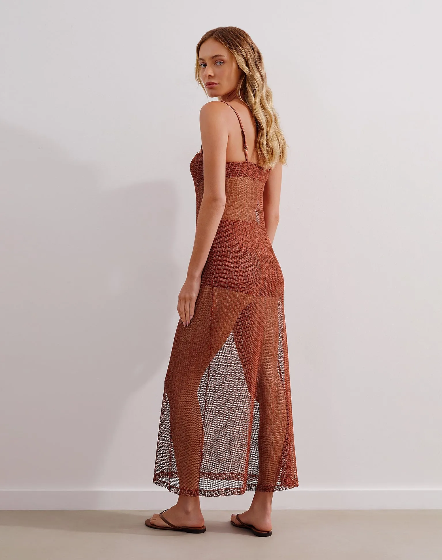 Mesh Emma Long Cover Up (exchange only) - Brick