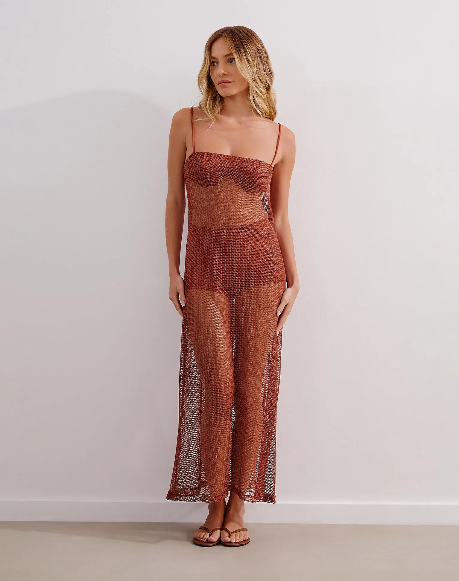 Mesh Emma Long Cover Up (exchange only) - Brick