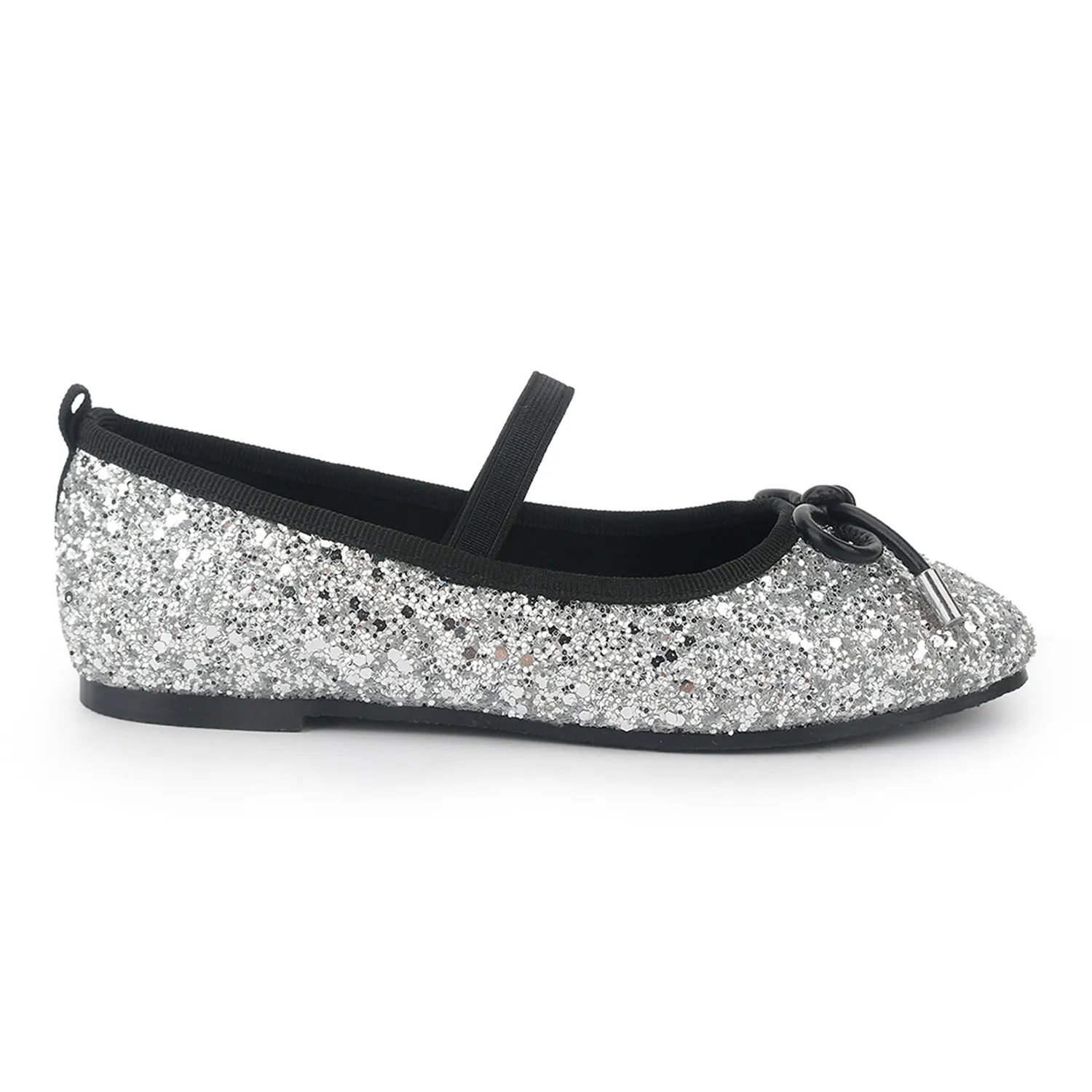 Miss Emma Flat in Silver Glitter - Kids