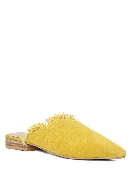 MOLLY  FRAYED LEATHER MULES