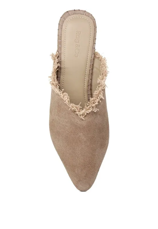 MOLLY  FRAYED LEATHER MULES