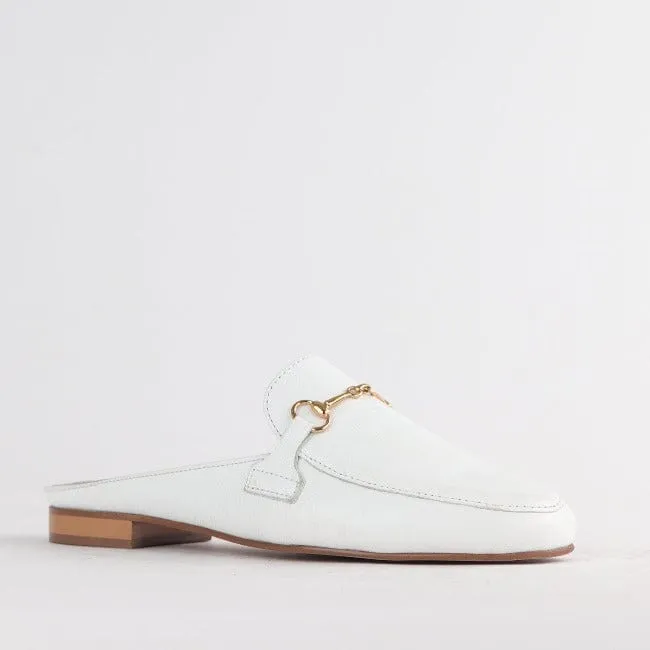 Mule with Gold Trim in White - 12450