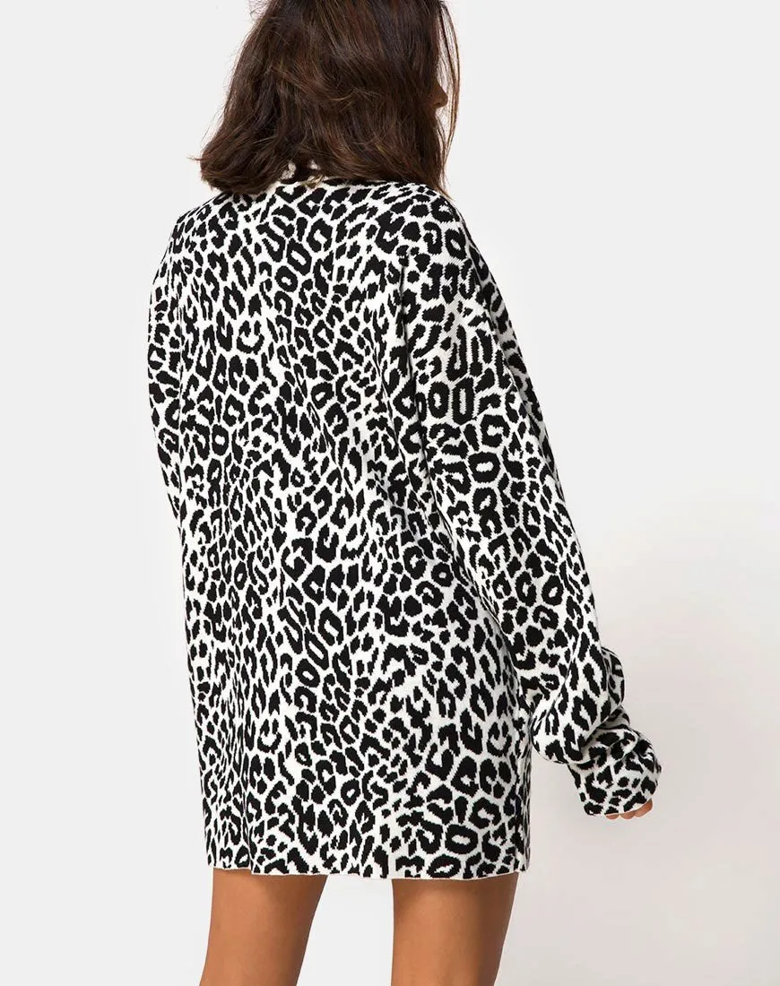 Neivie High Neck Jumper in Animal Knit