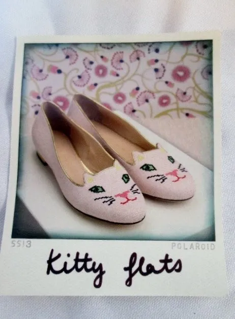 NEW CHARLOTTE OLYMPIA KITTY FLATS CAT PINK Rose Embroidered Shoe 36 6 Womens