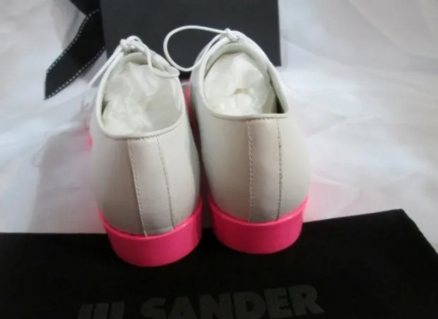 NEW JIL SANDER MEMPHIS BIANCO Shoe Loafer 36 / 6 PINK WHITE Patent Leather Derby