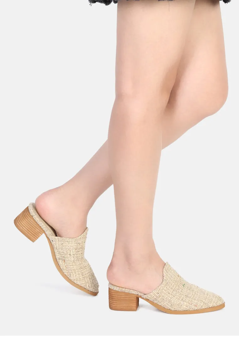 Palma Natural Stacked Heel Mules