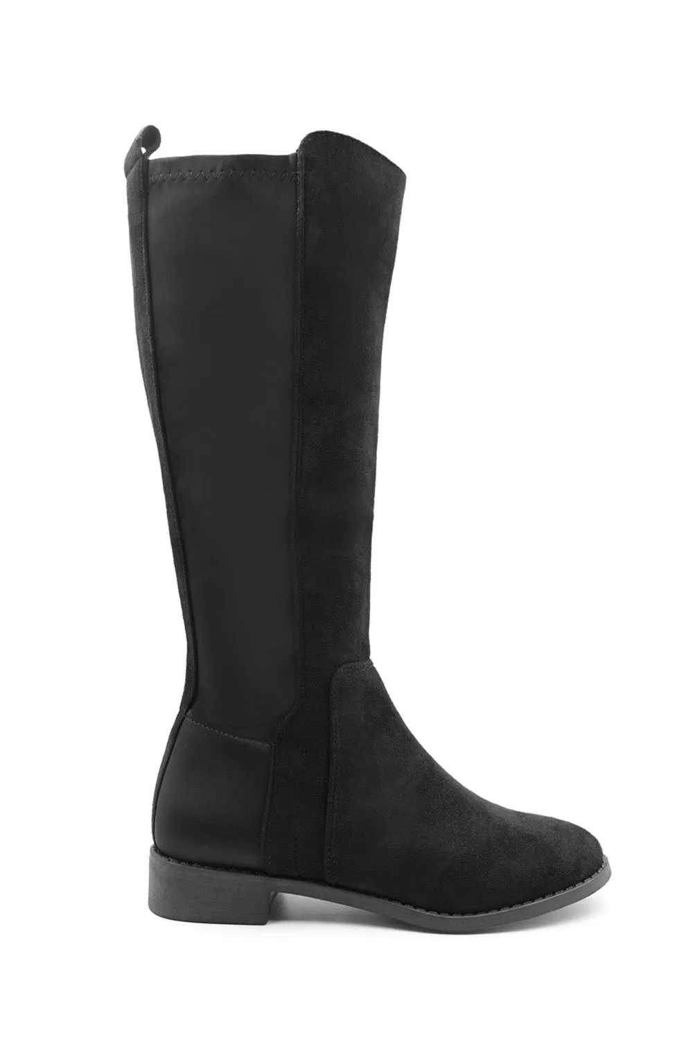 PARKER KNEE HIGH BOOTS WITH SIDE ZIP IN BLACK SUEDE