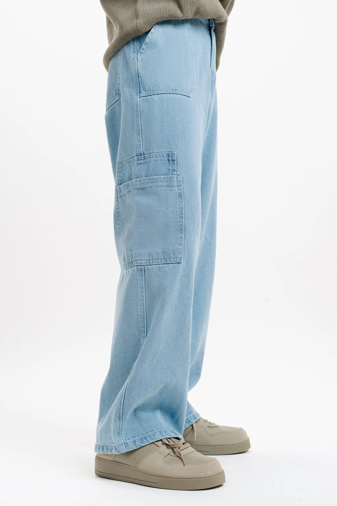 Patch Pocket Washed Men's Straight Jeans