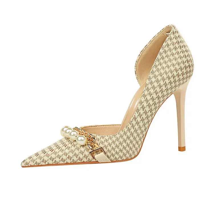 Pearl Checkered Grains Heels