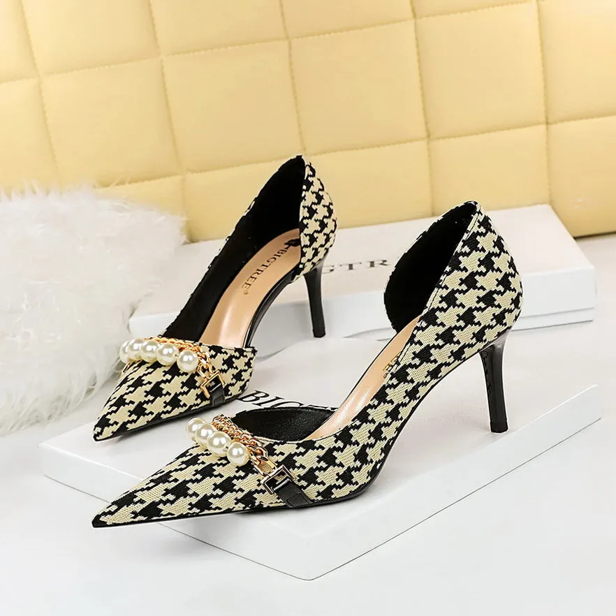 Pearl Checkered Grains Heels