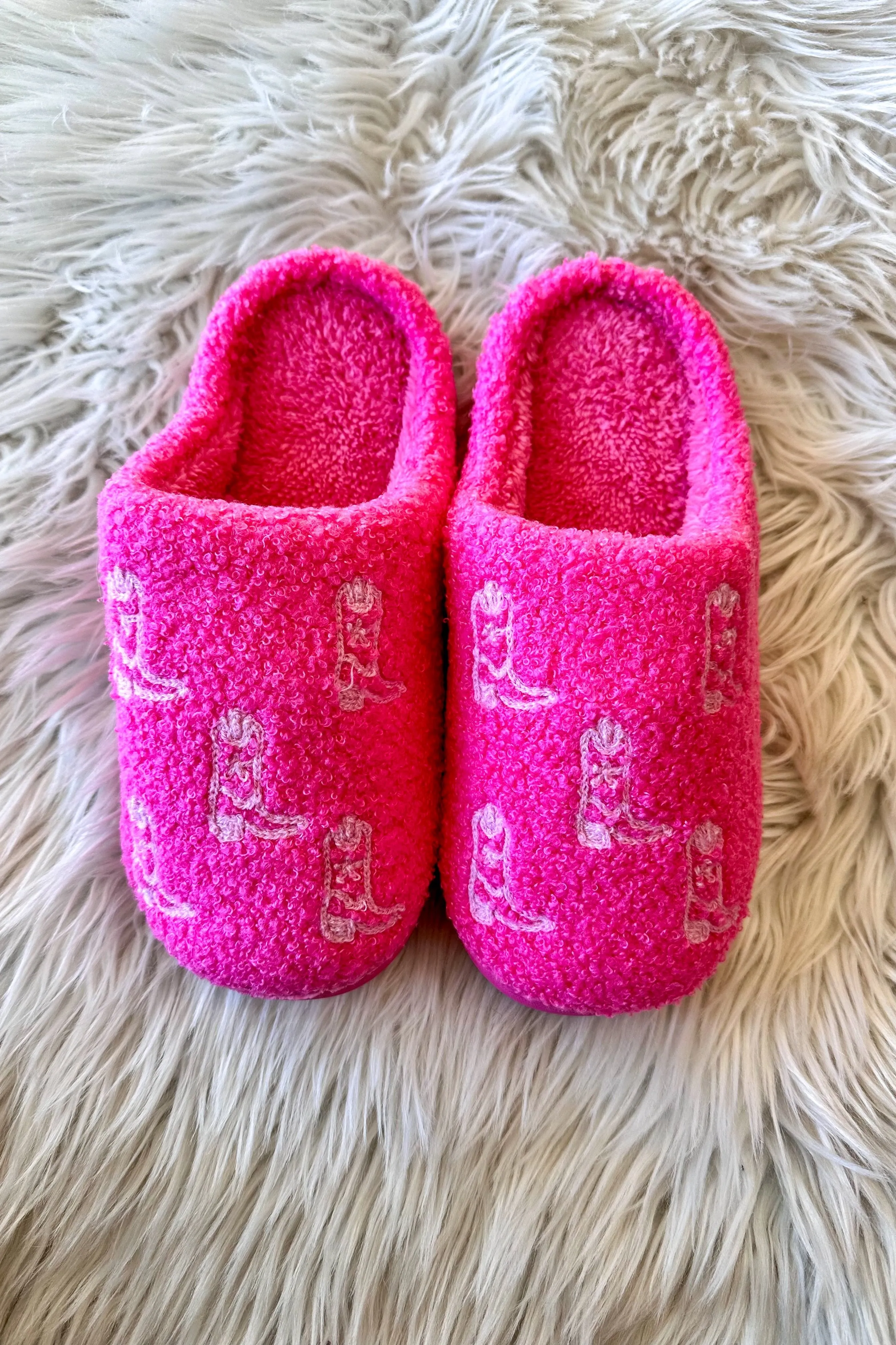 Pink on Pink Boot Pattern Slippers