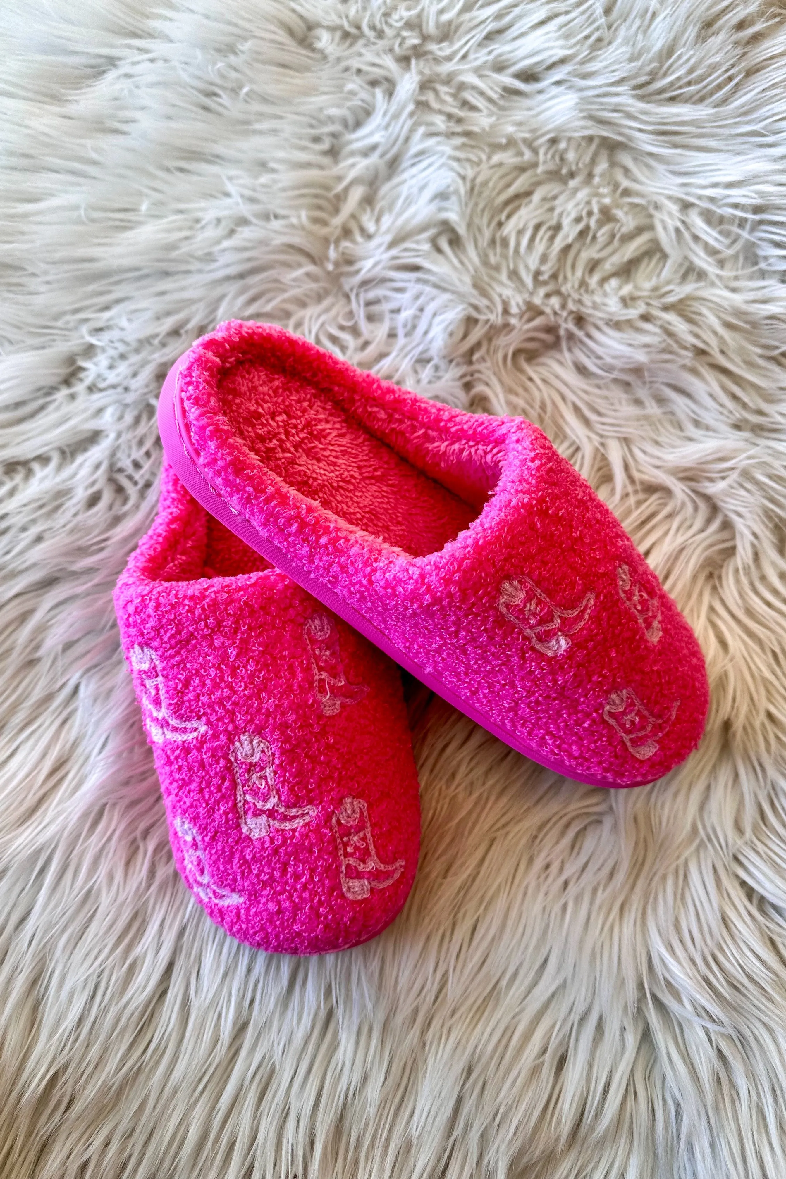 Pink on Pink Boot Pattern Slippers