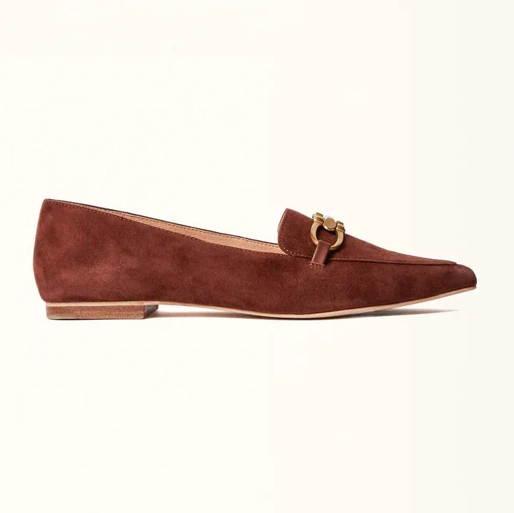 Poplar Pointed Flat Brown Suede